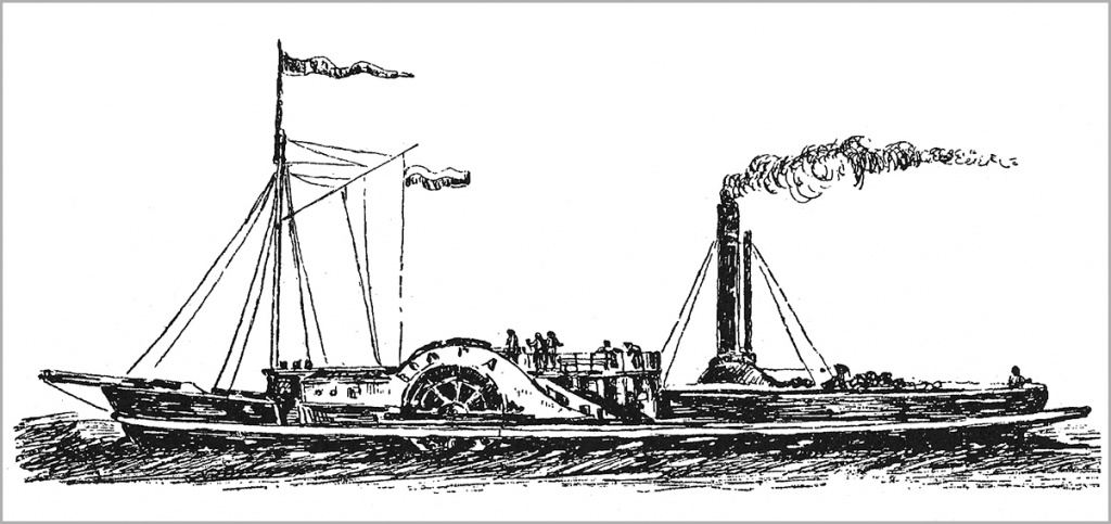 Момент пароход. Первый пароход в мире 1783. Первый пароход 19 века.
